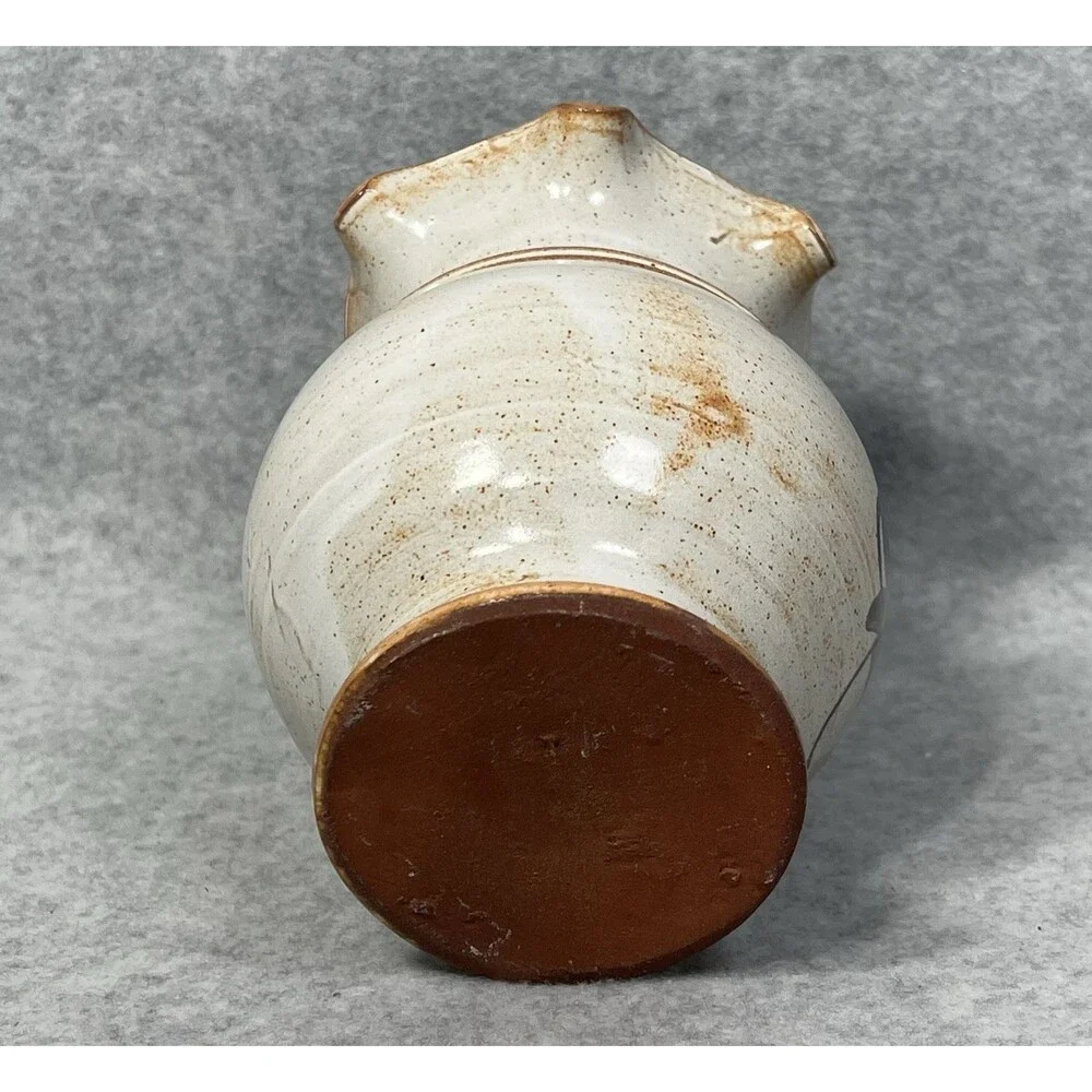 Pottery Glaze Vase Floral Hand Painted Flower Earthenware Terracotta Ruffle Edge
